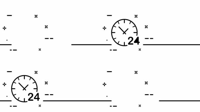 挂钟。手表，时间，小时，全天候，第二，天，时钟指针，时间管理。守时概念。一个线条画动画。运动设计。动