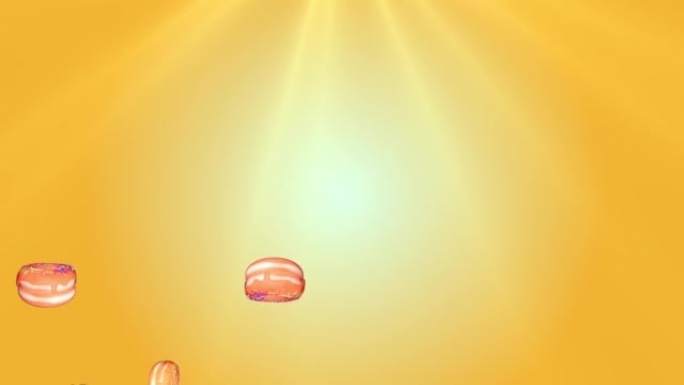 早餐的食物和小吃，甜甜圈循环背景动画。