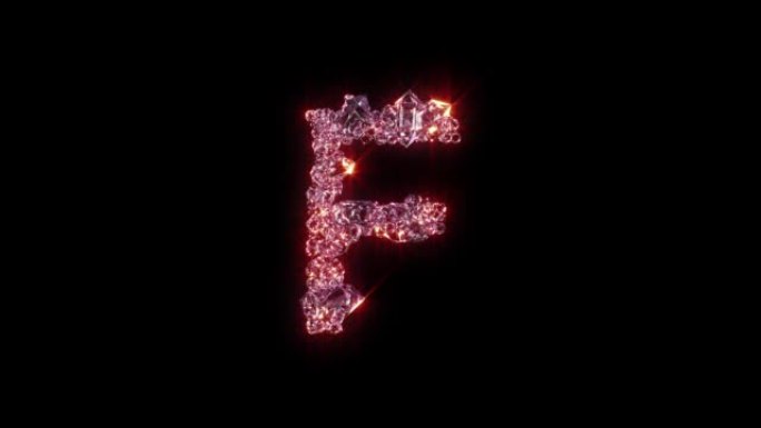 粉色闪亮时尚钻石字体-黑色字母F，孤立循环视频
