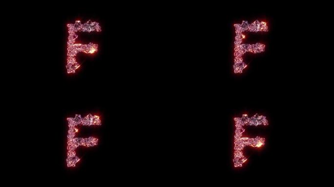 粉色闪亮时尚钻石字体-黑色字母F，孤立循环视频