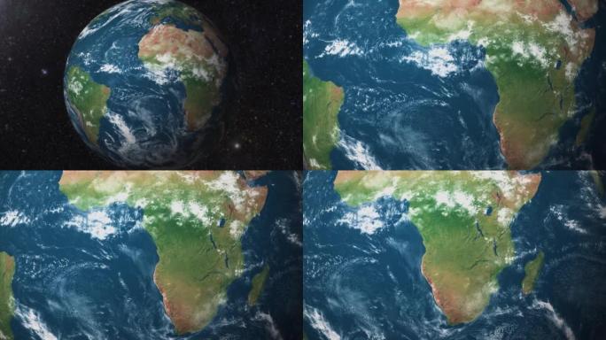 地球变焦到非洲卫星视图
