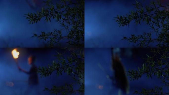 客西马尼花园的夜晚——火把的剪影