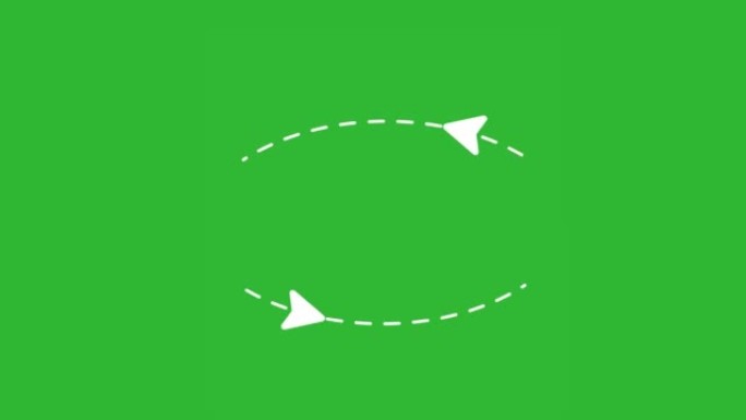 绿色背景上的导航箭头虚线循环。