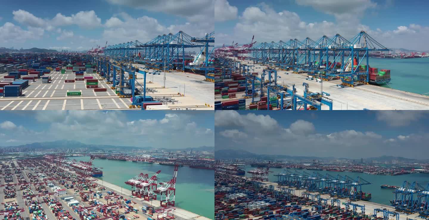 山东港口青岛港自动化码头装卸4k航拍