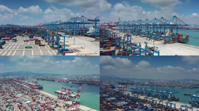 山东港口青岛港自动化码头装卸4k航拍