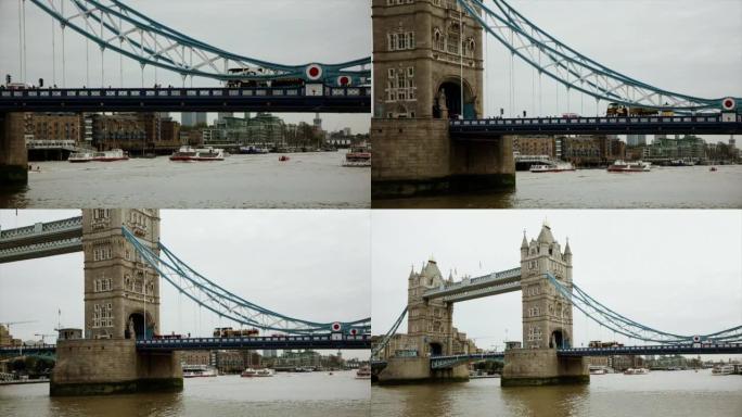 英国伦敦的塔桥美国大桥大江桥下面旅游船