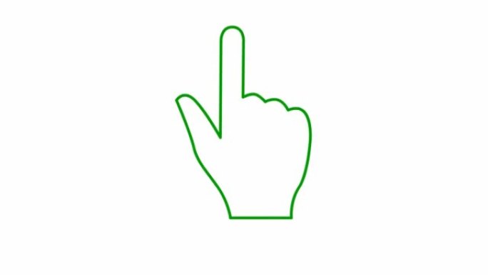 带食指的手的动画绿色符号。食指点。循环视频。矢量平面插图孤立在白色背景上。