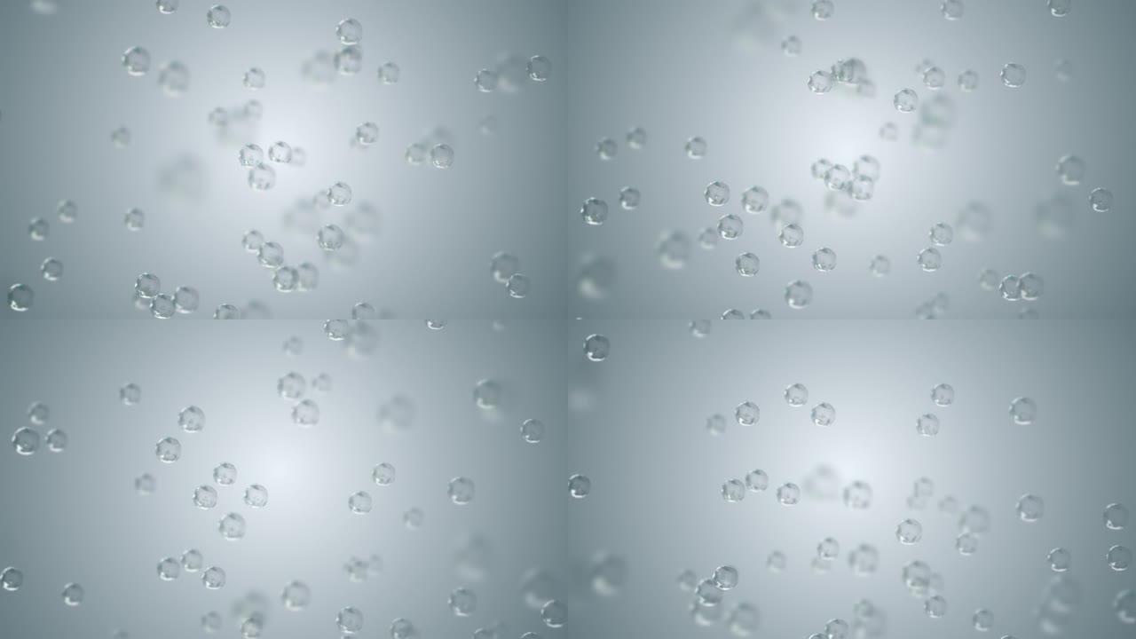 水泡充满二氧化碳并向上漂浮。4K 3D绿屏循环动画。