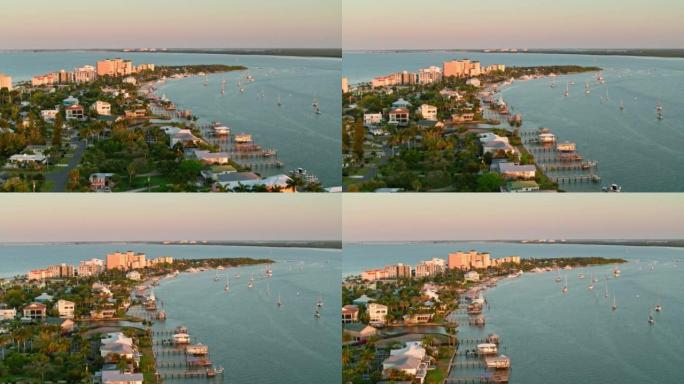 Ft海湾社区的鸟瞰图。佛罗里达州迈耶斯海滩
