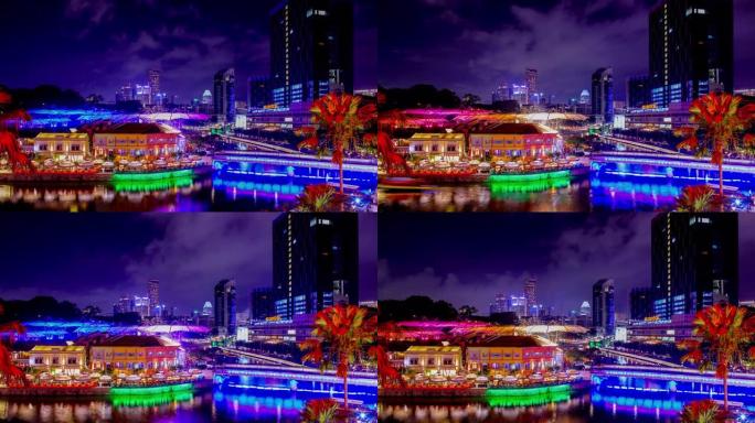 新加坡天际线新加坡商业繁华夜景