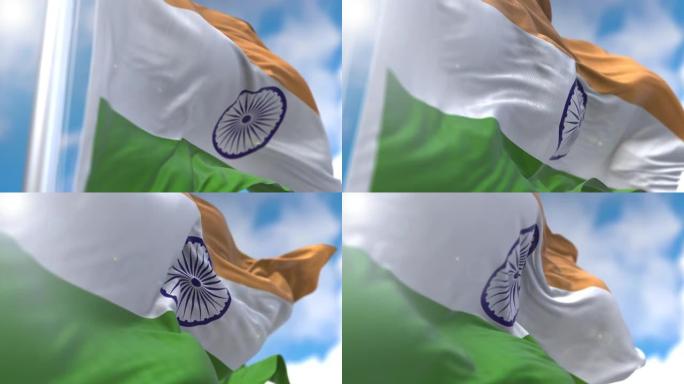 印度国旗随风飘扬