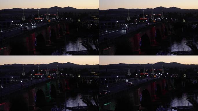 亚利桑那州哈瓦苏湖的原始伦敦桥，夜间景观