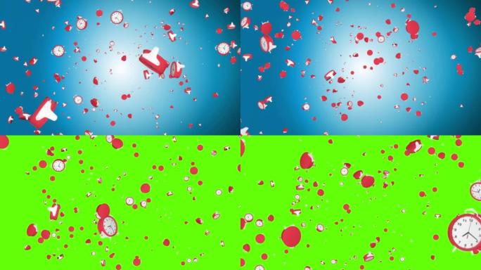 闹钟随着景深循环背景动画而下降。截止日期的计时器