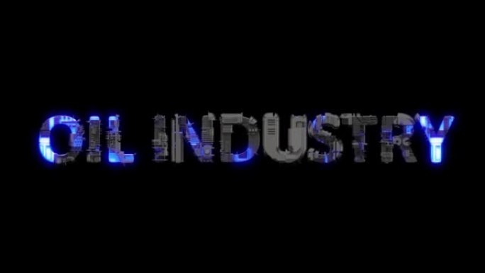 金属废料网络朋克文本石油工业，配有电灯和动画表面，孤立循环视频