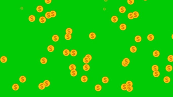 硬币落在绿色背景上的动画镜头。