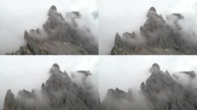 飞越山峰的鸟瞰图高空