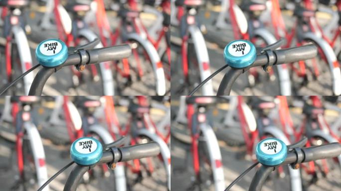一排自行车的特写选择性聚焦，