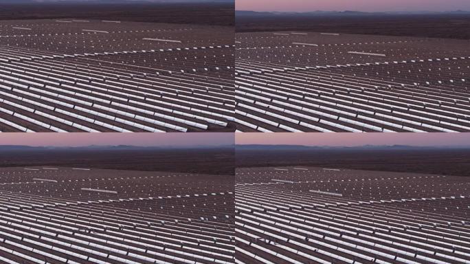抛物线槽式太阳能发电厂被沙漠包围-空中