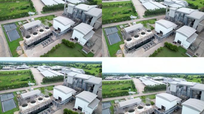 鸟瞰图发电生物质发电厂工厂。