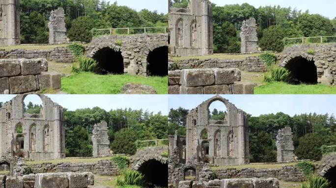 教堂修道院拱门遗址，喷泉修道院北约克郡，英国