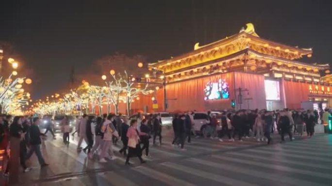 夜景大唐光大，西安，中国。