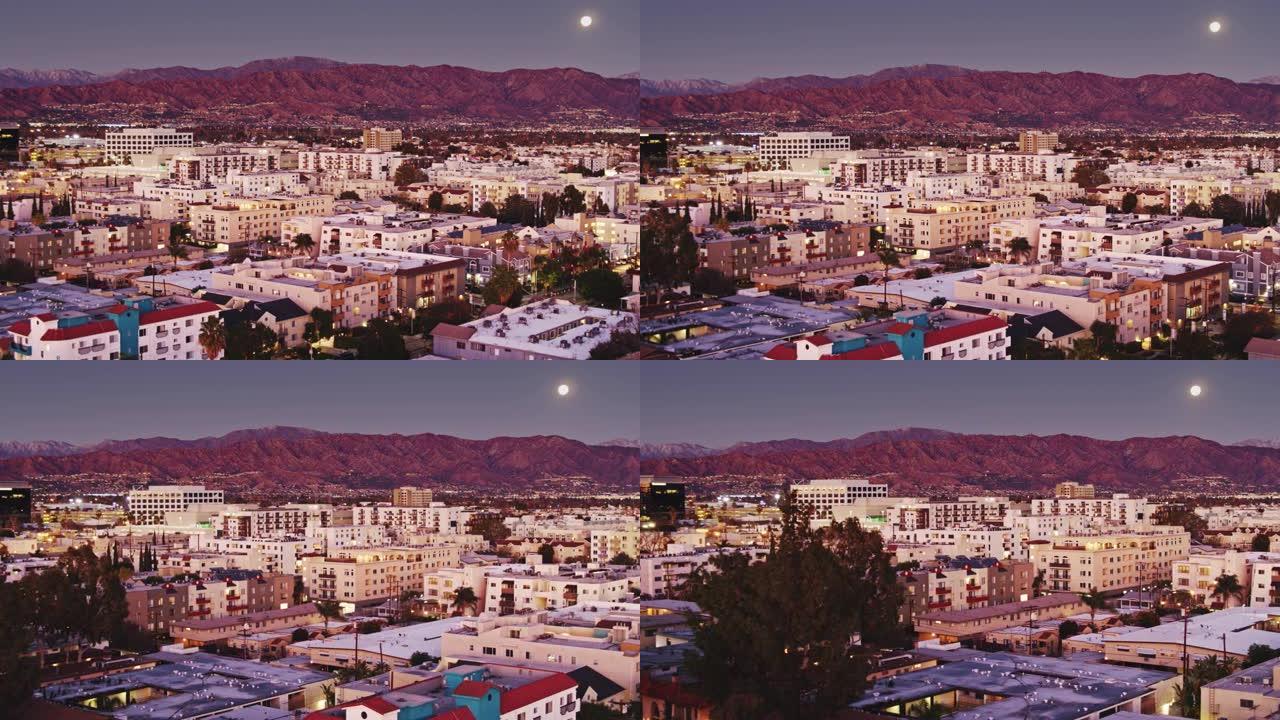 满月照耀着北好莱坞-无人机拍摄