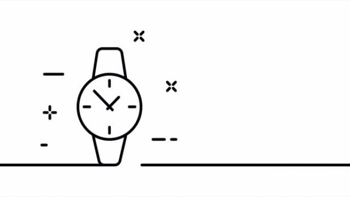 腕表。时间表，时间表，时钟，工作，表，工作，计划，计划。时间管理理念。一个线条画动画。运动设计。动画