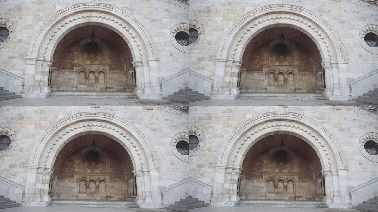 教堂里一个大涵洞的细节镜头