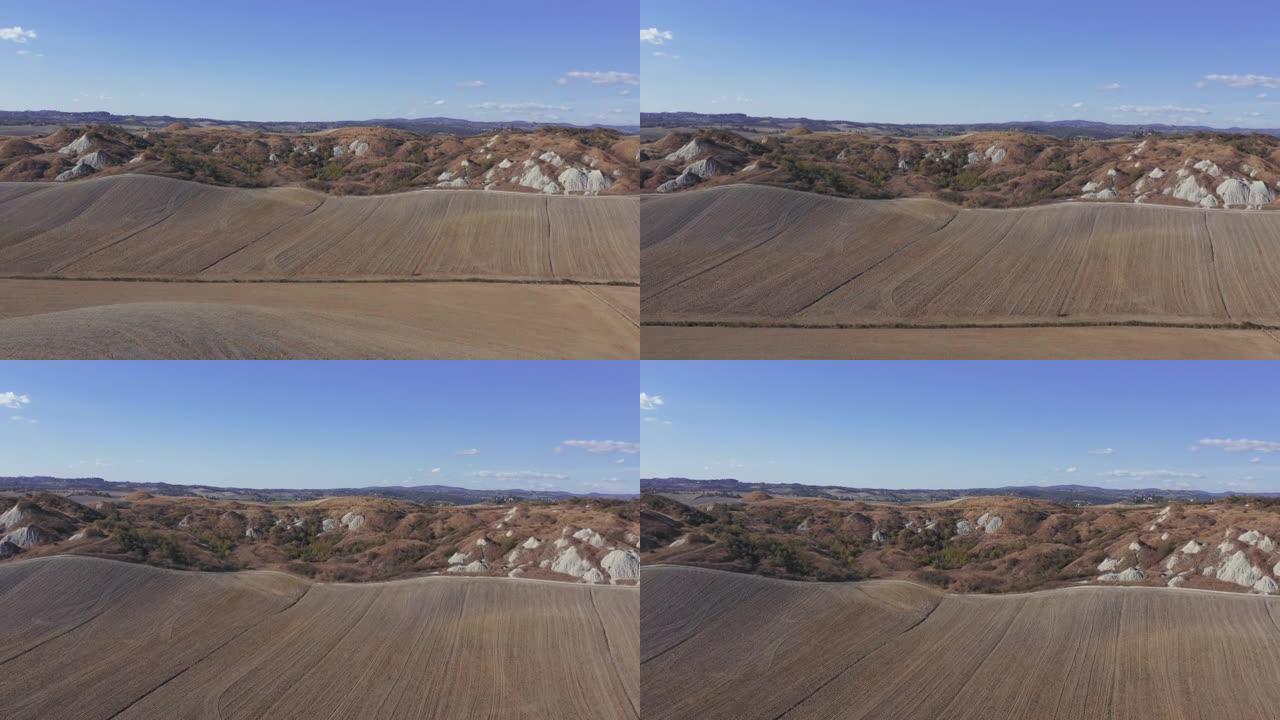 托斯卡纳的风景: 无人机上的标志性蒙塔尔奇诺乡村