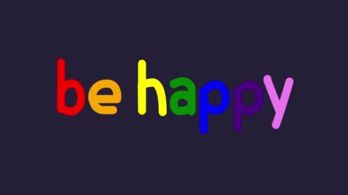 快乐的彩虹色动力排版。4k分辨率动画。在骄傲的颜色中快乐文本动态排版