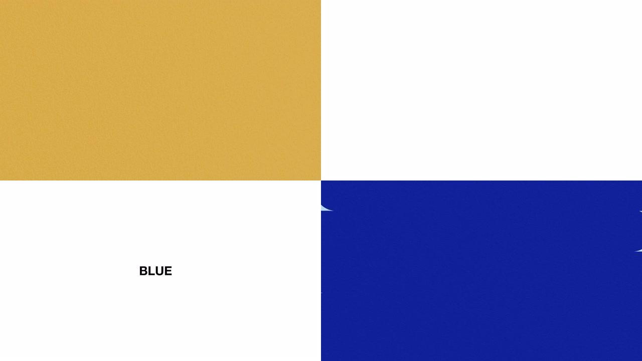 酷过渡视频素材集。蓝色和金色，2种3种图案。6件套。白色背景。