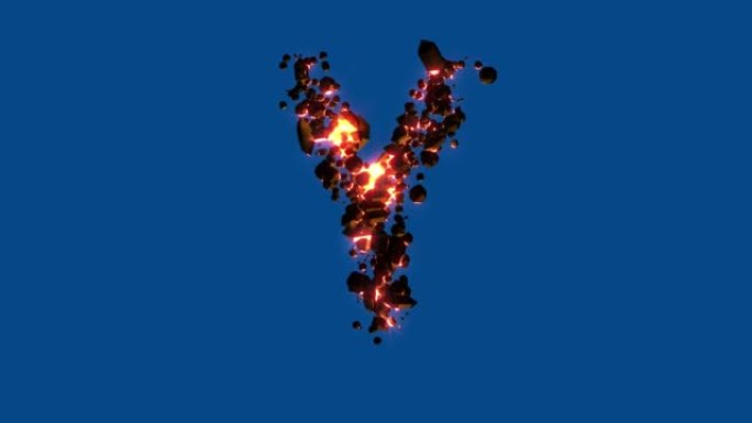 热火石-火山字体-色键屏幕上的字母Y，孤立-循环视频