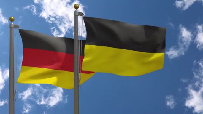 Germany Flag with Baden-Württemberg Flag on a Pole