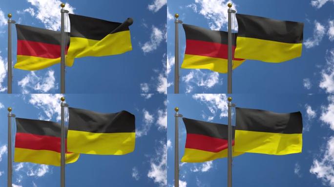 Germany Flag with Baden-Württemberg Flag on a Pole