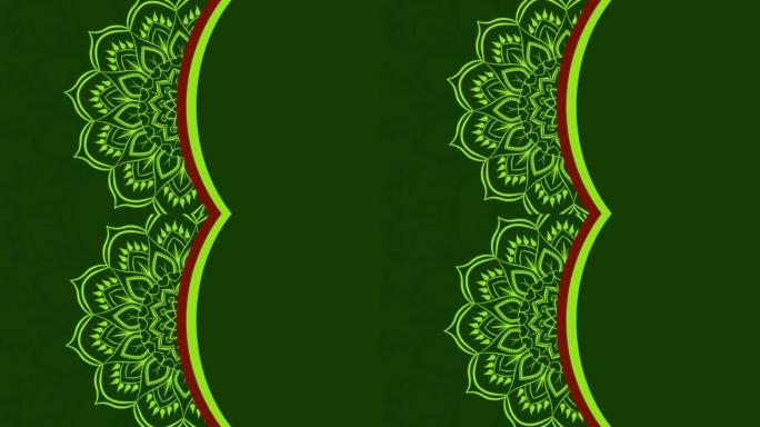 动画橙色伊斯兰符号隔离在绿色背景