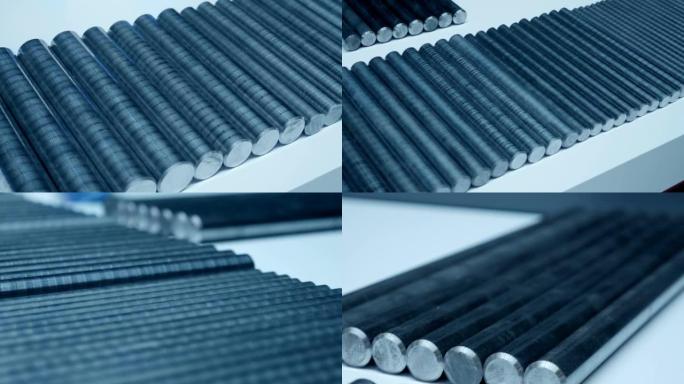 许多不同直径的金属棒作为未来零件的毛坯