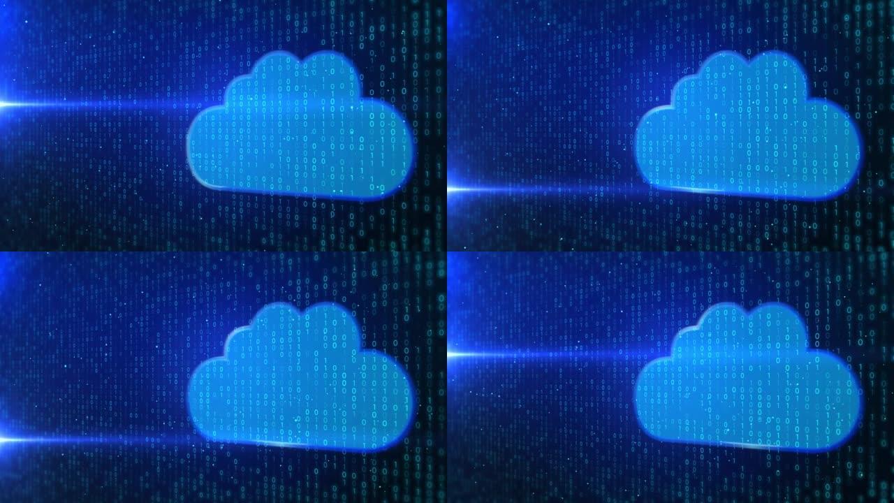 4k蓝色云计算在线存储二进制代码数字循环背景