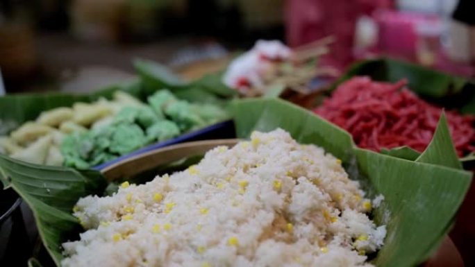 巴厘岛印尼传统小吃，传统蛋糕，夜市年糕，印尼巴厘岛，小吃市场，小吃市场