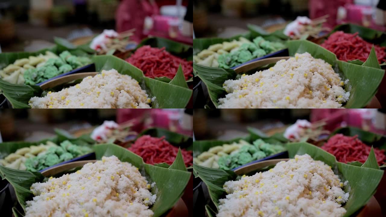 巴厘岛印尼传统小吃，传统蛋糕，夜市年糕，印尼巴厘岛，小吃市场，小吃市场
