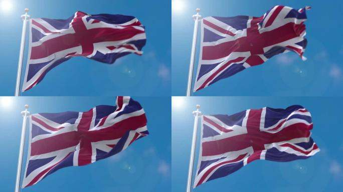 英国国旗在风中流动