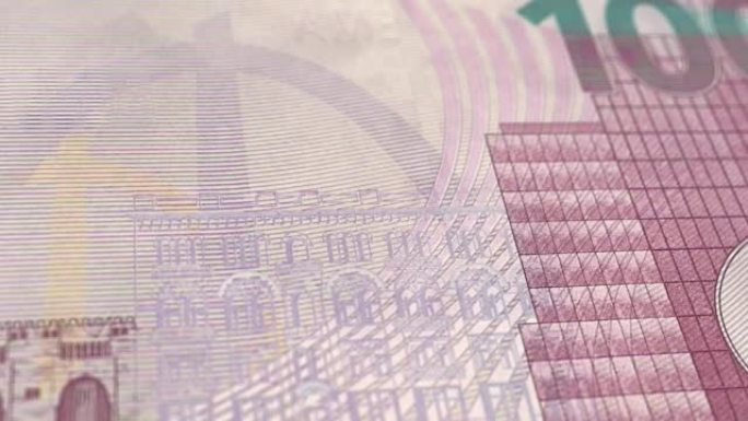 阿塞拜疆阿塞拜疆马纳特100纸币，一百阿塞拜疆美元，阿塞拜疆马纳特的特写和宏观视图，跟踪和多利镜头1