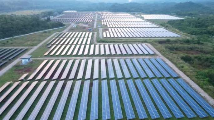 用阳光飞越太阳能电池板农场，太阳能电池