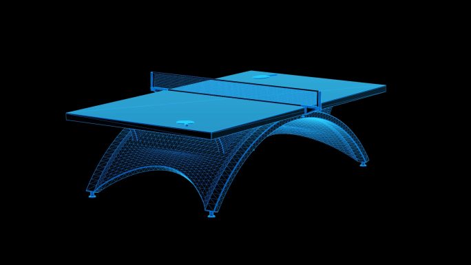 乒乓球台蓝色科技线条通道素材