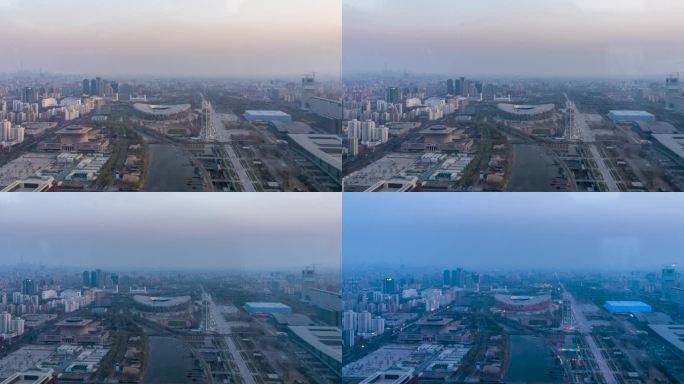 北京奥运村鸟巢水立方日转夜延时摄影
