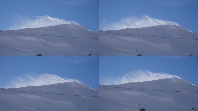 从雪山顶上流出的自旋漂移的静态镜头