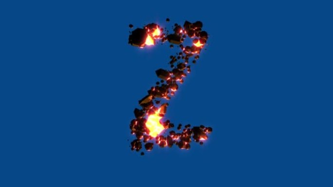 热岩浆岩-火山字母-色键屏幕上的字母Z，孤立-循环视频