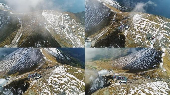 塔特拉山脉的卡斯普罗维·维尔奇。从无人机，避难所和游客从上方看到的山顶
