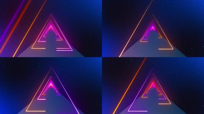 霓虹红三角电Techno灯循环动画。