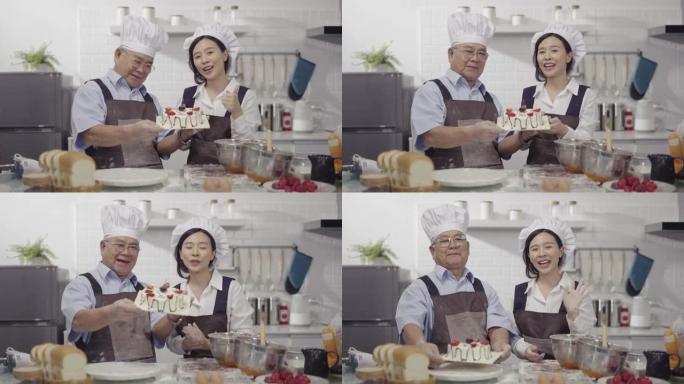 Vlogger在现场录制视频中展示他们的自制蛋糕