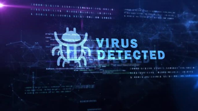 网络犯罪攻击计算机错误病毒检测到动画背景。
